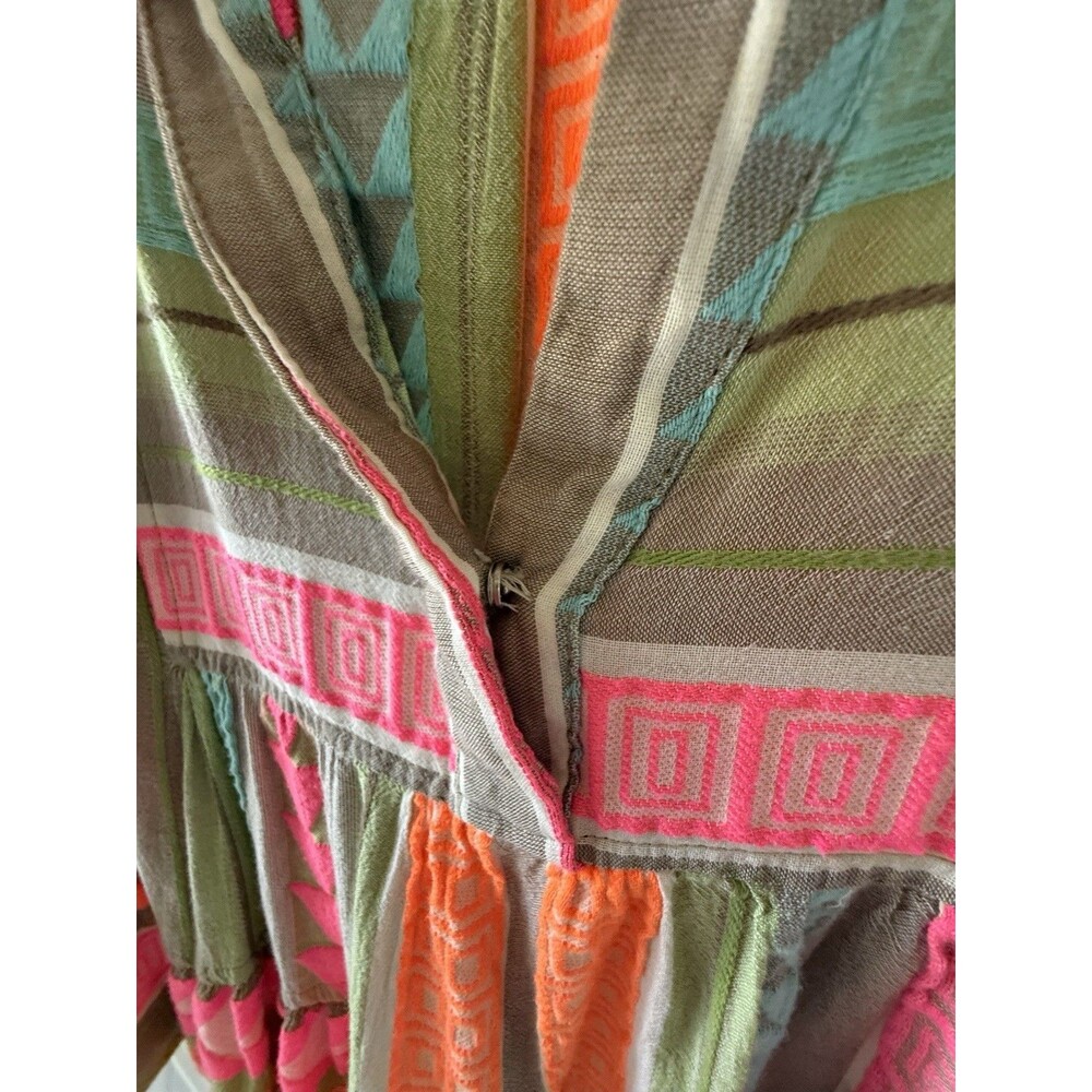 Devotion Twins Ella Short Dress XS Multi Neon Pink Orange Tunic Boho - Picture 7 of 8